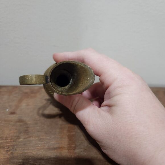 VTG MCM Brass Pitcher Etched Opium Knick Knack Bud Vase Tea - Picture 2 of 8